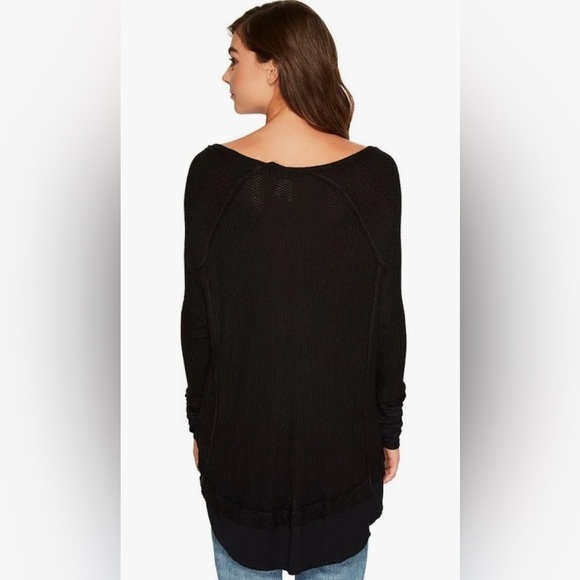 We the Free People Black Laguna oversized long sleeve shirt distressed used Med - Picture 2 of 8